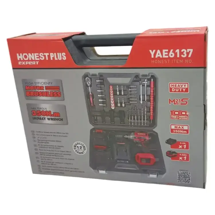 آلة فك البراغي لاسلكية clé à choc Batterie HONESTPLUS 21V YAE6137 + 39PCS - الصورة 4