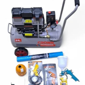 كمبرسور هواء صامت 24لتر Compresseur d’air silencieux 24 litres 760 W CROWN+ kits5 pièces