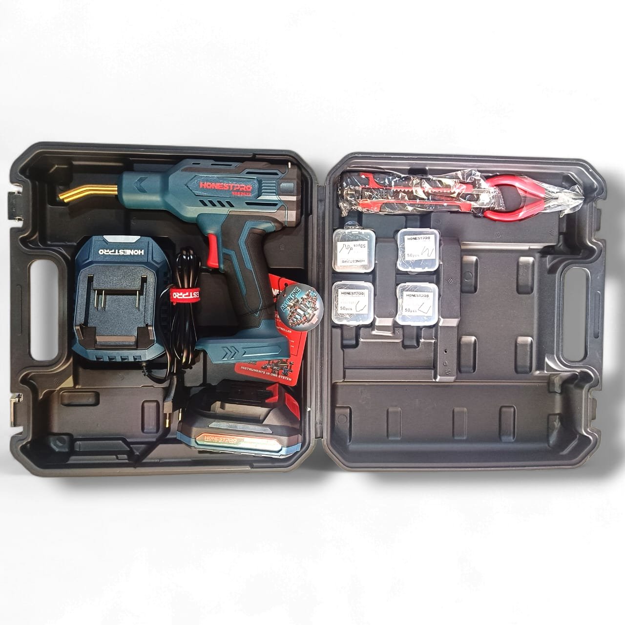Pistolet à Agrafes Chaudes Sans-fil (Soudeuse Plastique) – Kit Complet 202 pièces YAE2672 - الصورة 3